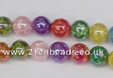 CKQ73 15.5 inches 10mm round AB-color dyed crackle quartz beads