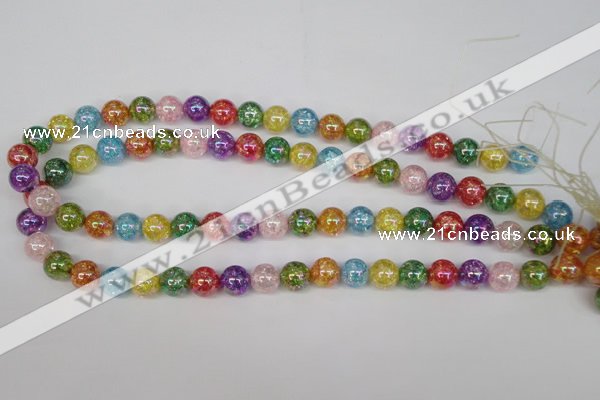 CKQ74 15.5 inches 12mm round AB-color dyed crackle quartz beads