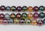 CKQ81 15.5 inches 6mm round AB-color dyed crackle quartz beads