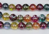 CKQ82 15.5 inches 8mm round AB-color dyed crackle quartz beads