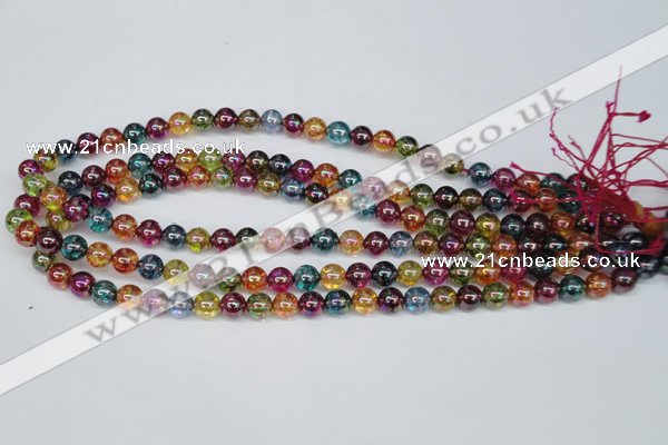 CKQ82 15.5 inches 8mm round AB-color dyed crackle quartz beads