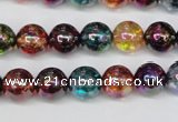 CKQ83 15.5 inches 10mm round AB-color dyed crackle quartz beads