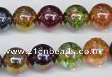 CKQ85 15.5 inches 14mm round AB-color dyed crackle quartz beads