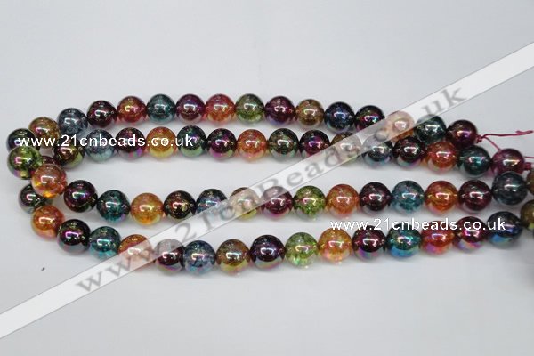 CKQ85 15.5 inches 14mm round AB-color dyed crackle quartz beads