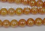 CKQ91 15.5 inches 6mm round AB-color dyed crackle quartz beads