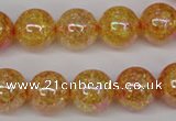 CKQ94 15.5 inches 12mm round AB-color dyed crackle quartz beads