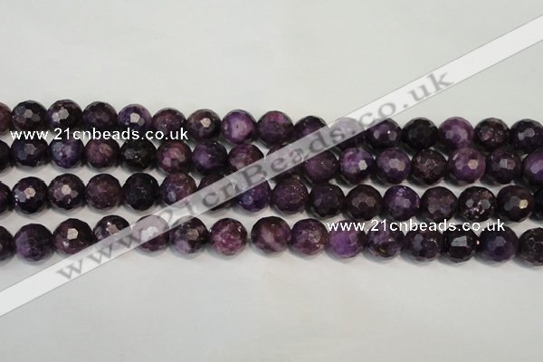 CKU24 15.5 inches 12mm faceted round purple kunzite beads wholesale