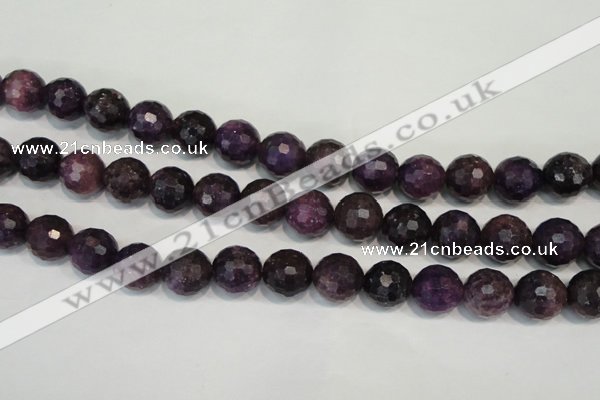 CKU26 15.5 inches 16mm faceted round purple kunzite beads wholesale