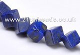 CLA39 6*6*6mm oblique-drilled cubic dyed lapis lazuli beads