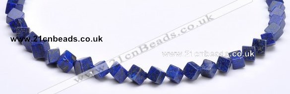 CLA39 6*6*6mm oblique-drilled cubic dyed lapis lazuli beads