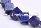 CLA40 oblique-drilled cubic 10*10*10mm dyed lapis lazuli beads