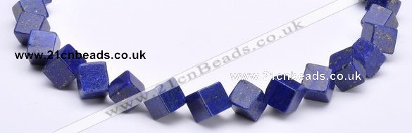 CLA40 oblique-drilled cubic 10*10*10mm dyed lapis lazuli beads