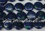 CLA411 15.5 inches 12mm flat round synthetic lapis lazuli beads