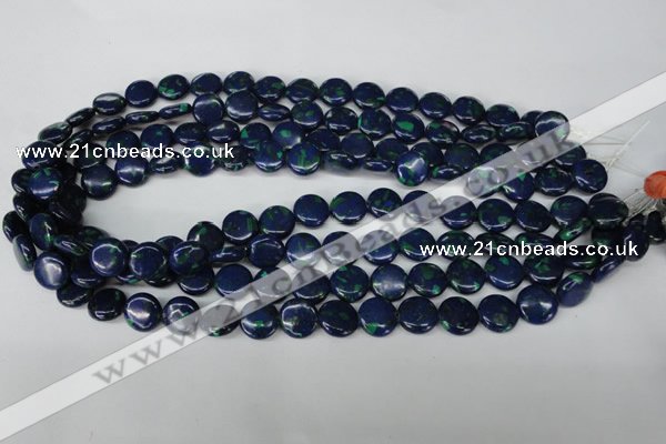 CLA411 15.5 inches 12mm flat round synthetic lapis lazuli beads