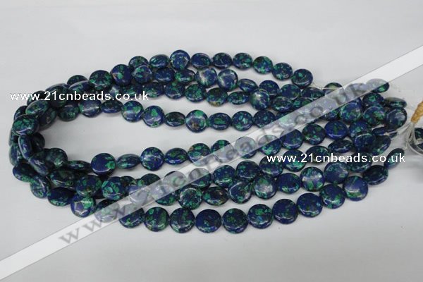 CLA412 15.5 inches 14mm flat round synthetic lapis lazuli beads