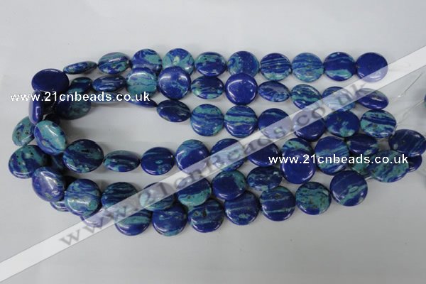 CLA460 15.5 inches 18mm flat round synthetic lapis lazuli beads