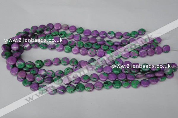 CLA505 15.5 inches 10mm flat round synthetic lapis lazuli beads