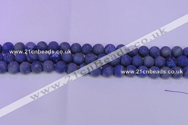 CLA61 15.5 inches 6mm round matte lapis lazuli beads