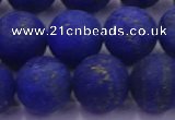 CLA75 15.5 inches 14mm round matte lapis lazuli beads wholesale