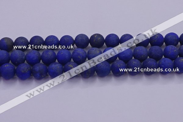 CLA75 15.5 inches 14mm round matte lapis lazuli beads wholesale