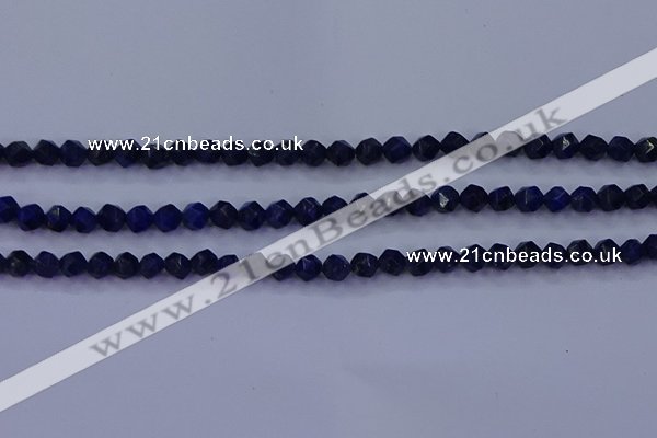 CLA81 15.5 inches 6mm faceted nuggets dyed lapis lazuli beads