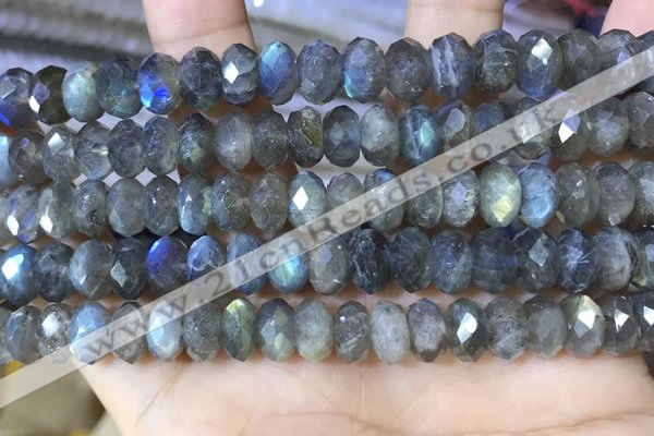 CLB1054 15.5 inches 6*10mm faceted rondelle labradorite gemstone beads