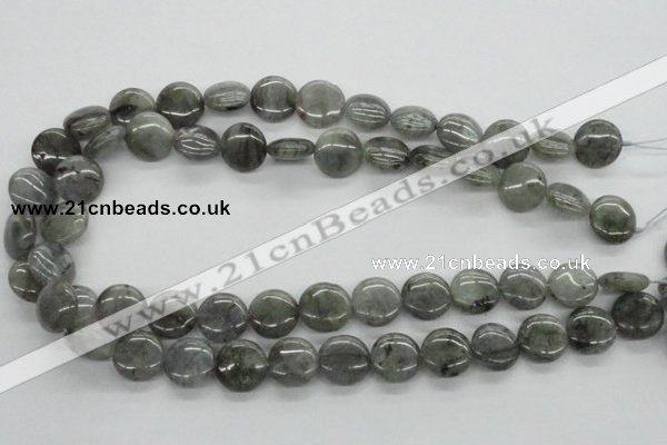 CLB106 15.5 inches 14mm flat round labradorite gemstone beads wholesale