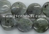 CLB107 15.5 inches 18mm flat round labradorite gemstone beads wholesale