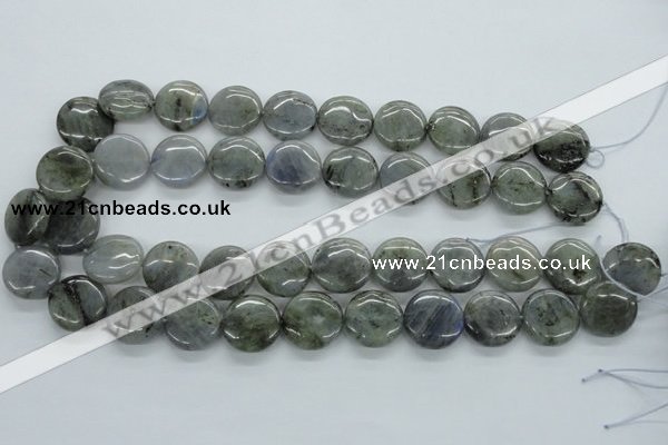 CLB107 15.5 inches 18mm flat round labradorite gemstone beads wholesale