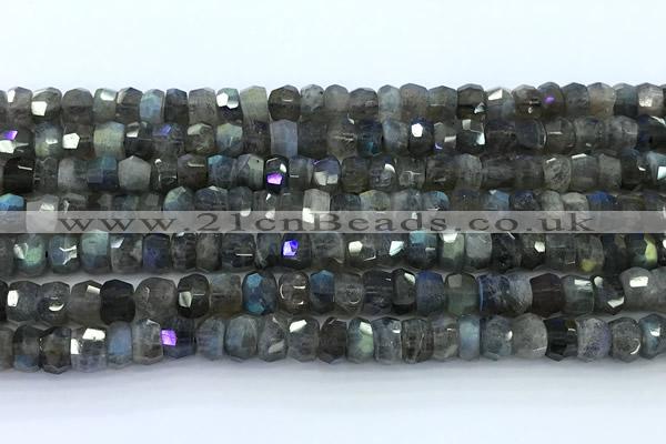 CLB1157 15 inches 4*7mm - 6*7mm faceted nuggets labradorite beads