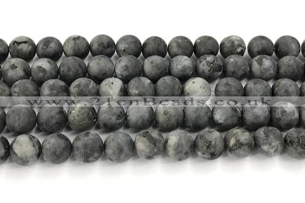 CLB1198 15 inches 10mm round matte black labradorite beads