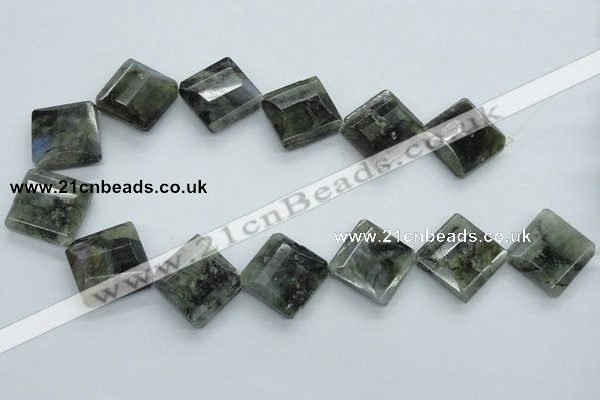 CLB127 15.5 inches 25*25mm faceted diamond labradorite gemstone beads