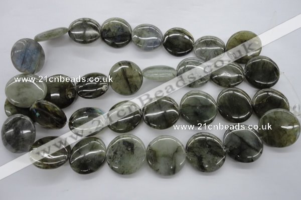 CLB138 15.5 inches 25mm flat round labradorite gemstone beads