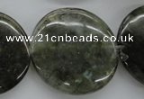 CLB139 15.5 inches 30mm flat round labradorite gemstone beads