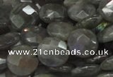 CLB14 16 inches 14mm faceted coin labradorite gemstone beads