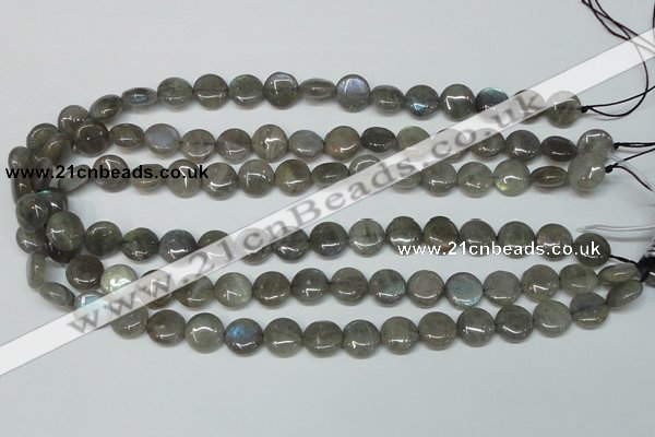 CLB149 15.5 inches 10mm flat round labradorite gemstone beads