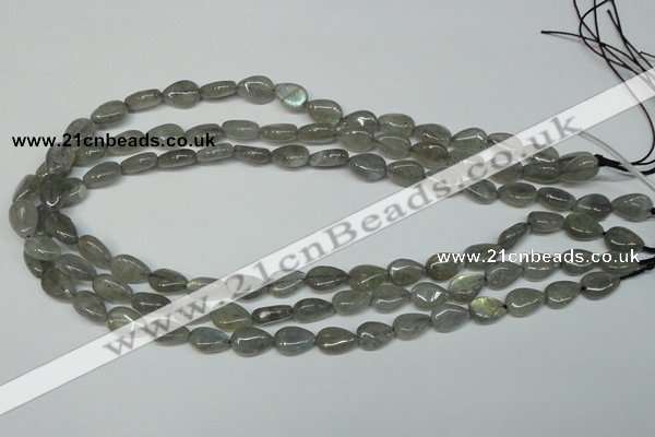 CLB156 15.5 inches 8*12mm flat teardrop labradorite gemstone beads