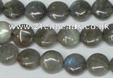 CLB168 15.5 inches 12mm flat round labradorite gemstone beads