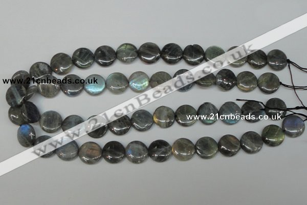 CLB170 15.5 inches 16mm flat round labradorite gemstone beads