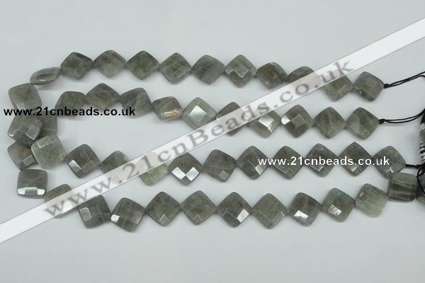 CLB181 15.5 inches 12*12mm faceted diamond labradorite beads