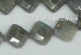 CLB182 15.5 inches 14*14mm faceted diamond labradorite beads