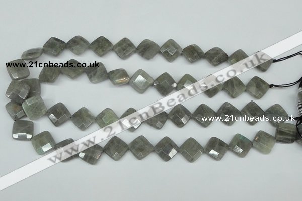 CLB182 15.5 inches 14*14mm faceted diamond labradorite beads