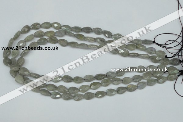 CLB183 15.5 inches 8*12mm faceted flat teardrop labradorite beads