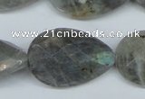 CLB186 15.5 inches 20*30mm faceted flat teardrop labradorite beads