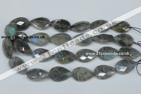 CLB186 15.5 inches 20*30mm faceted flat teardrop labradorite beads