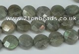 CLB190 15.5 inches 10mm faceted coin labradorite gemstone beads