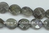 CLB191 15.5 inches 14mm faceted coin labradorite gemstone beads