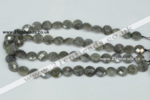 CLB191 15.5 inches 14mm faceted coin labradorite gemstone beads