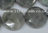 CLB194 15.5 inches 25mm faceted coin labradorite gemstone beads