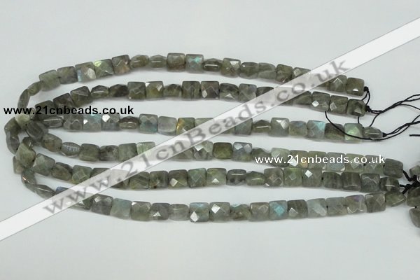 CLB198 15.5 inches 8*8mm faceted square labradorite beads